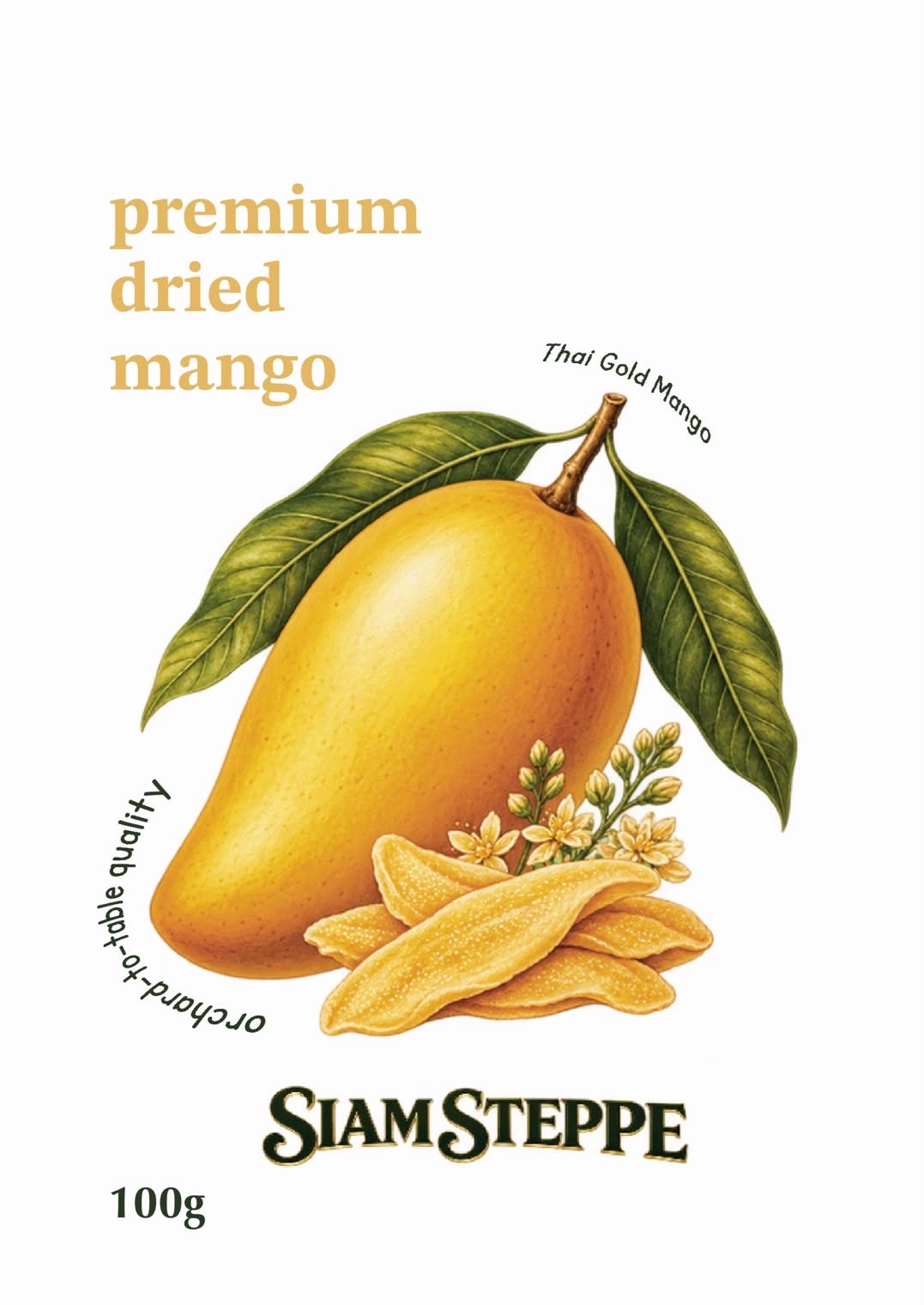 SiamSteppe premium dried mango, 100 g pack