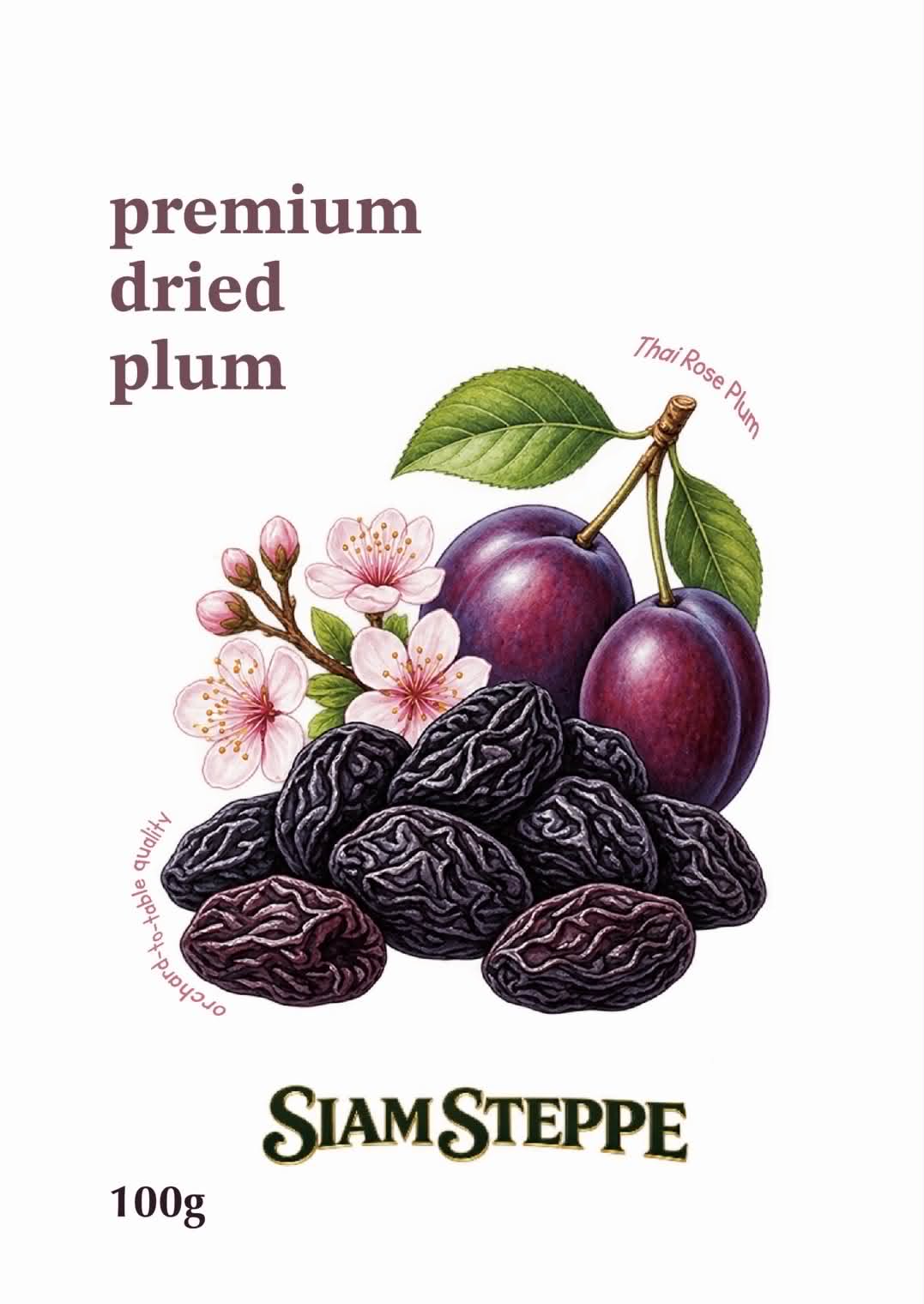 SiamSteppe premium dried plum, 100 g pack